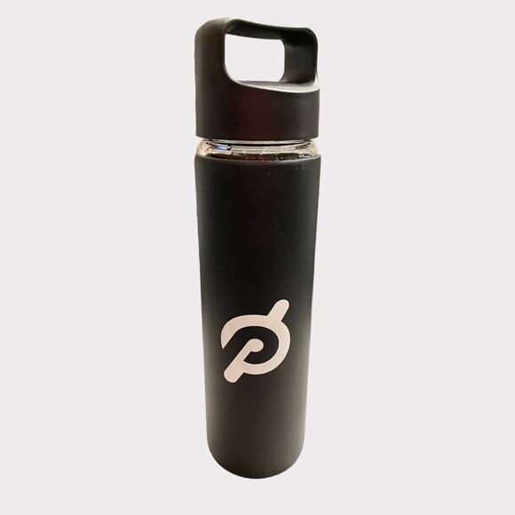 PELOTON Glass water bottle with silicone black wrap, 20 oz - Picture 1 of 4
